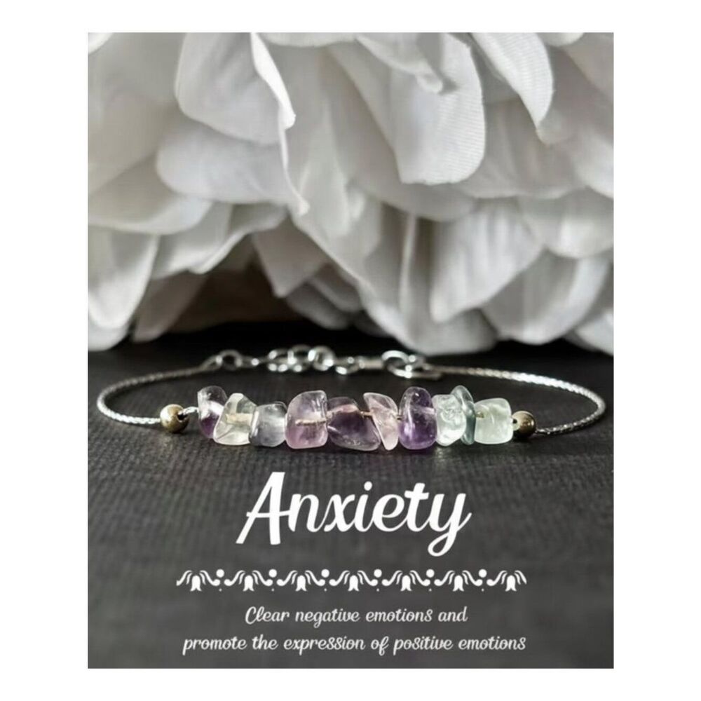 NWT Rainbow Fluorite Anxiety Bracelet Reduce Stress